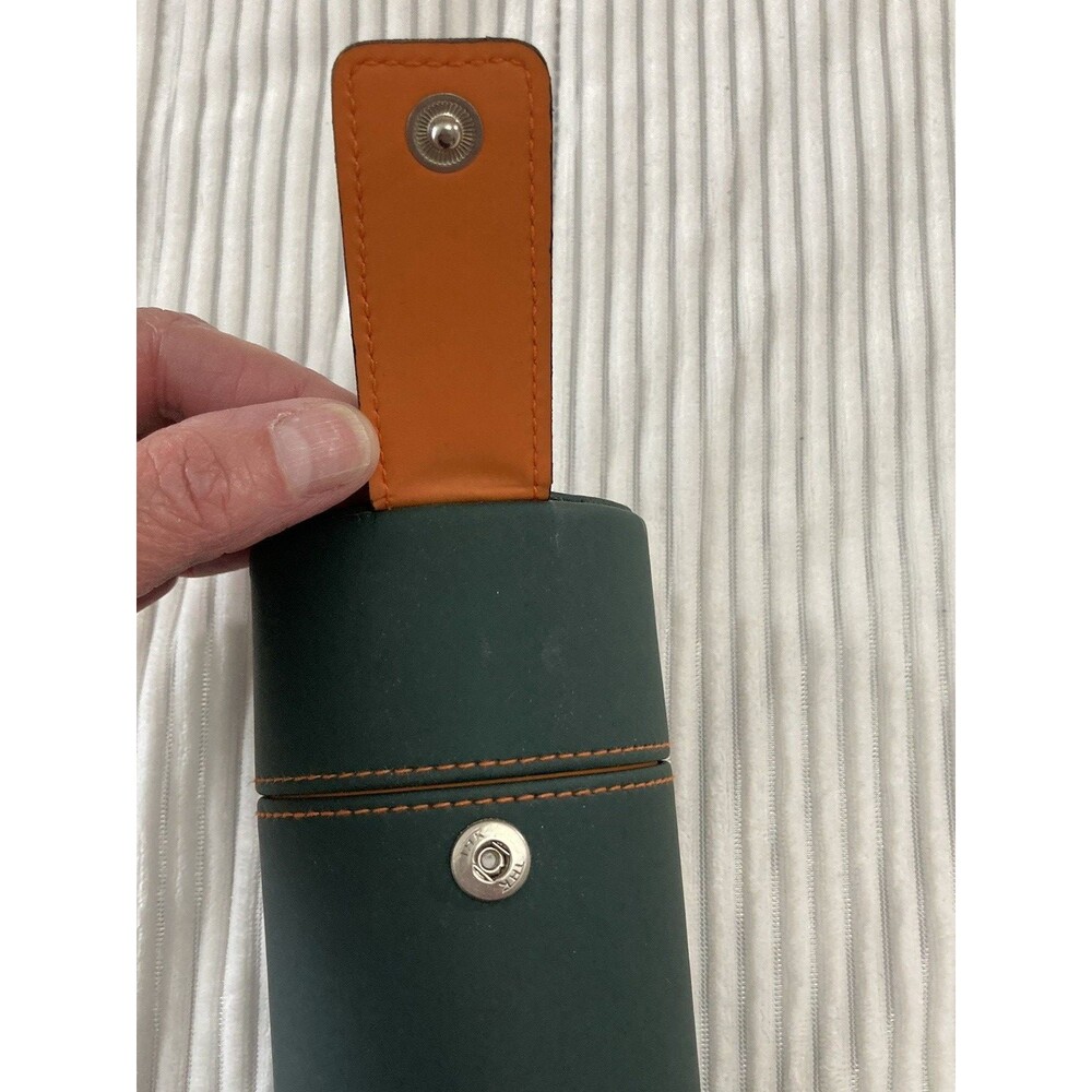 Vintage Hermès Green Leather Perfume Gift Box Round Cylinder Case Empty - Picture 6 of 10